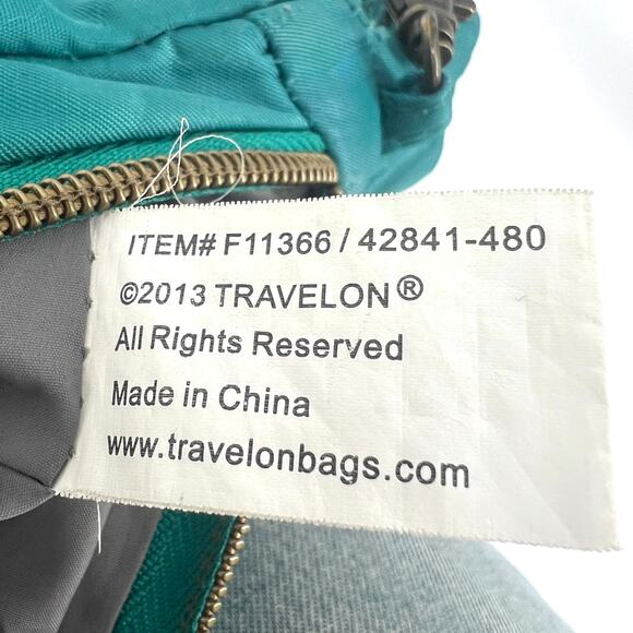 Travelon Nylon Bag Security Block Technology Teal Shoulder Bag Purse - Picture 7 of 12